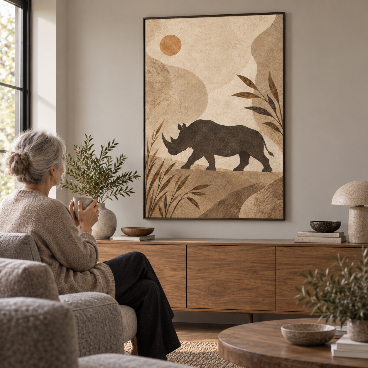 Rhino Across the Dust — poster ugc mockup