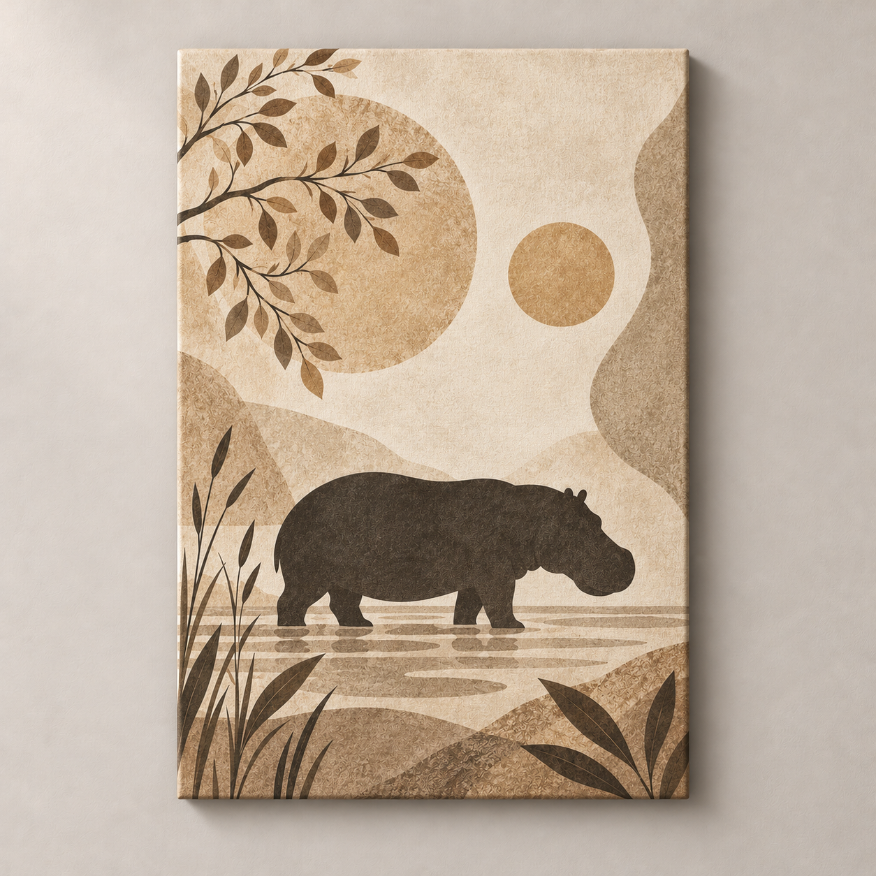 Hippo in Still Waters — canvas standalone mockup