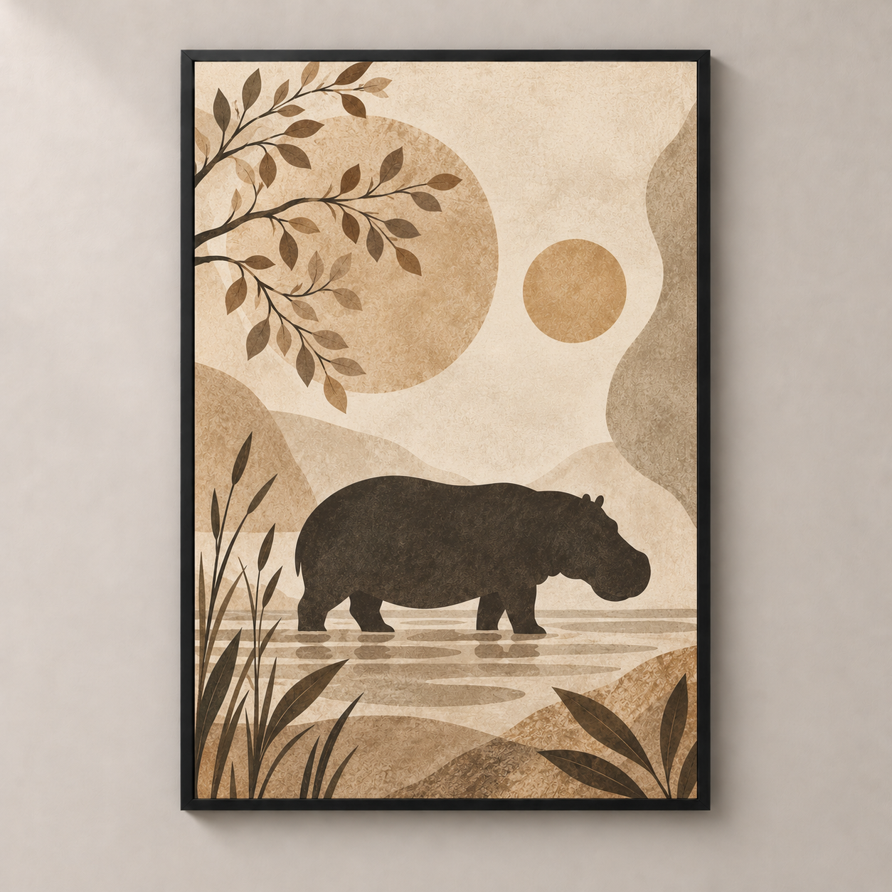 Hippo in Still Waters — poster standalone mockup