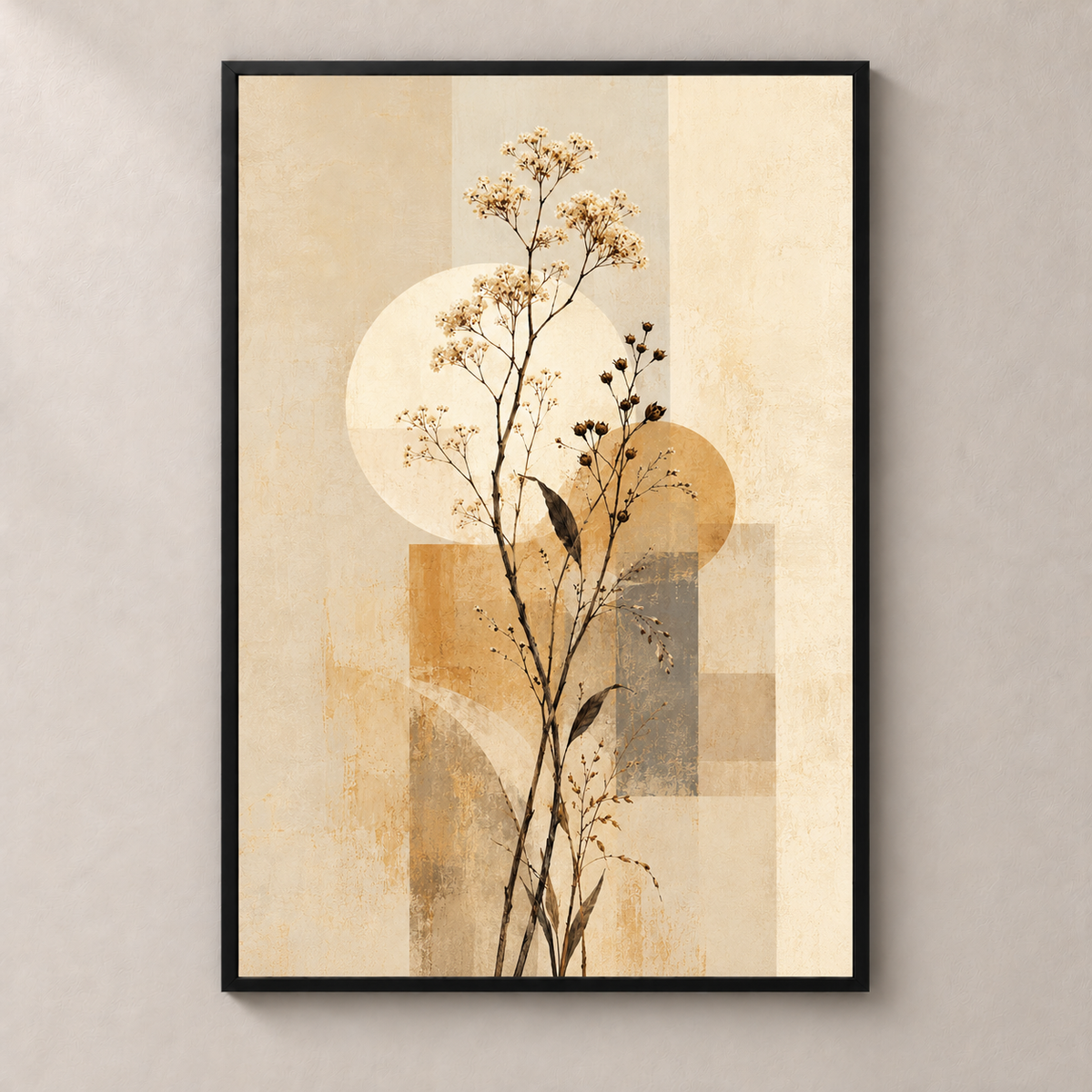 Ivory Blooms on Ochre No.2 - Poster