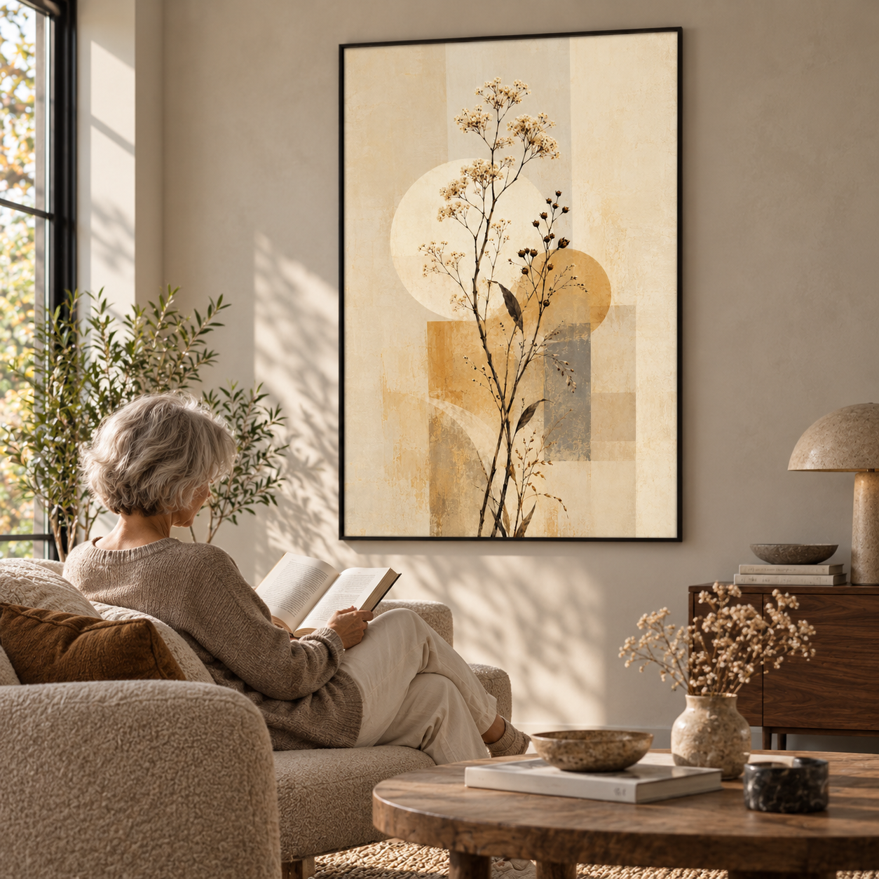 Ivory Blooms on Ochre No.2 - Poster ugc