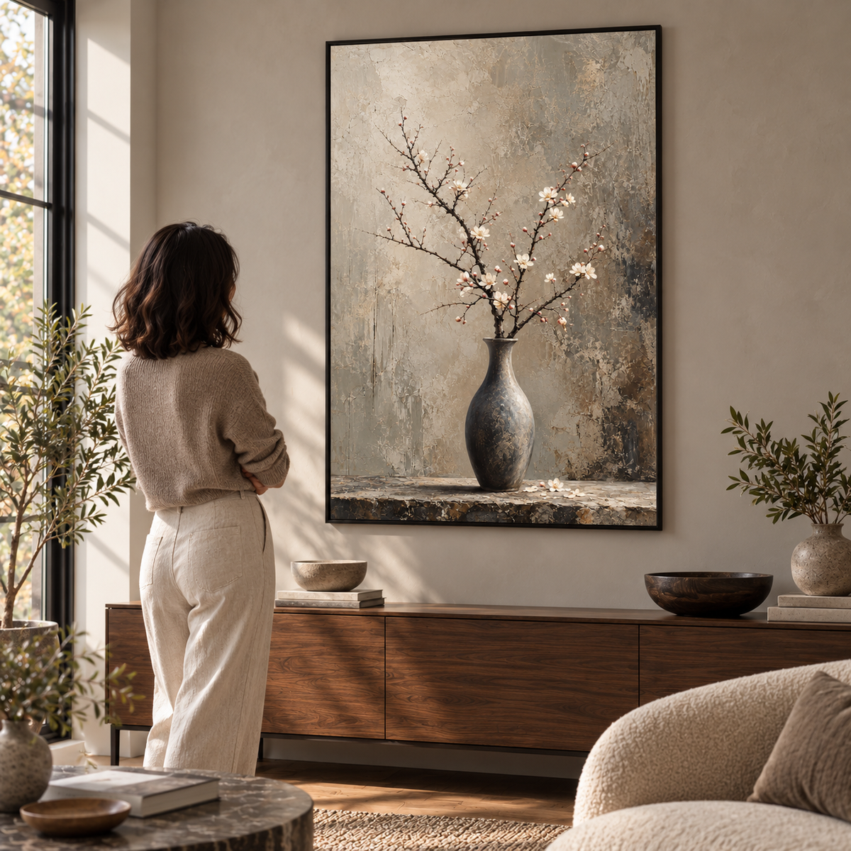 Plum Blossom on Stone - Poster