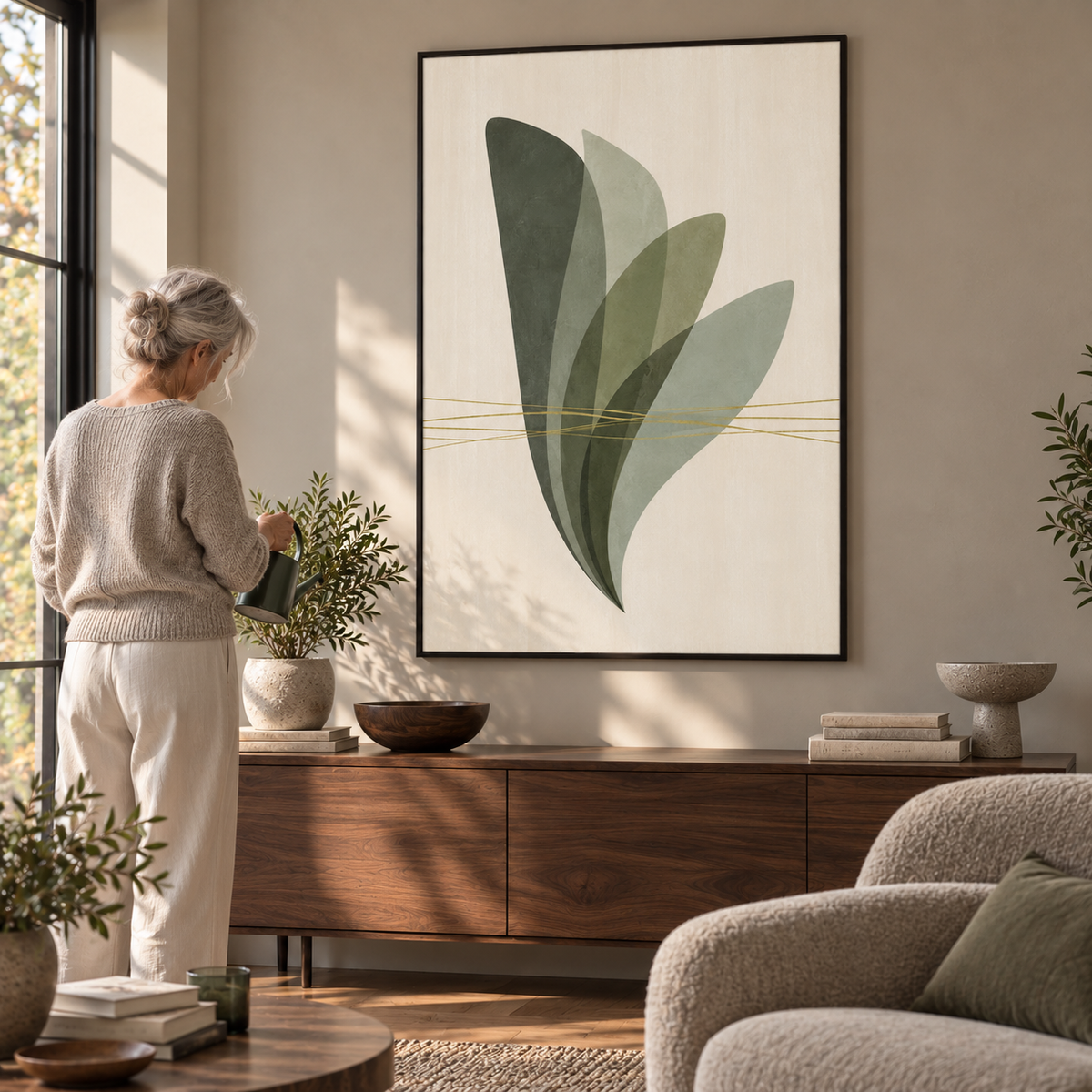 Sage Veils on Ivory No.2 - Poster