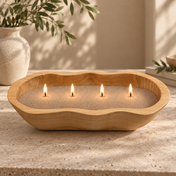 Fannur Hand-Carved Sculpted Oval Wood Bowl - 33 x 18cm
