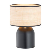 Elira black rattan steel table lamp