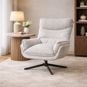 Lunara light grey bouclé swivel armchair