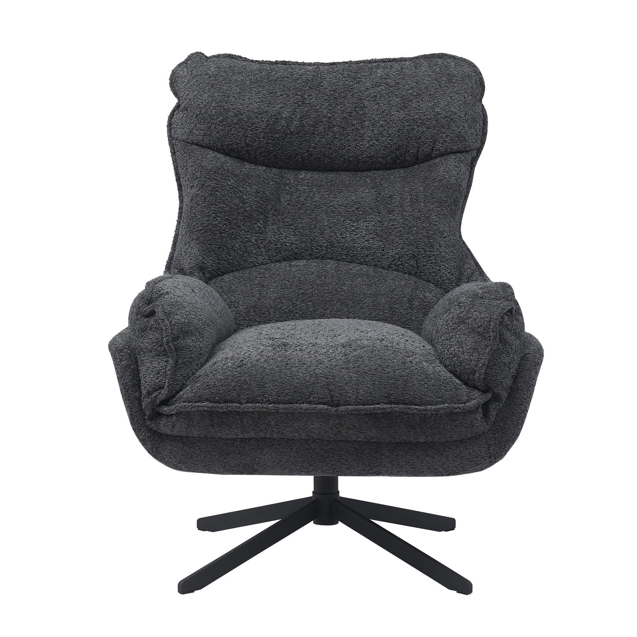 Lunara dark grey bouclé swivel armchair