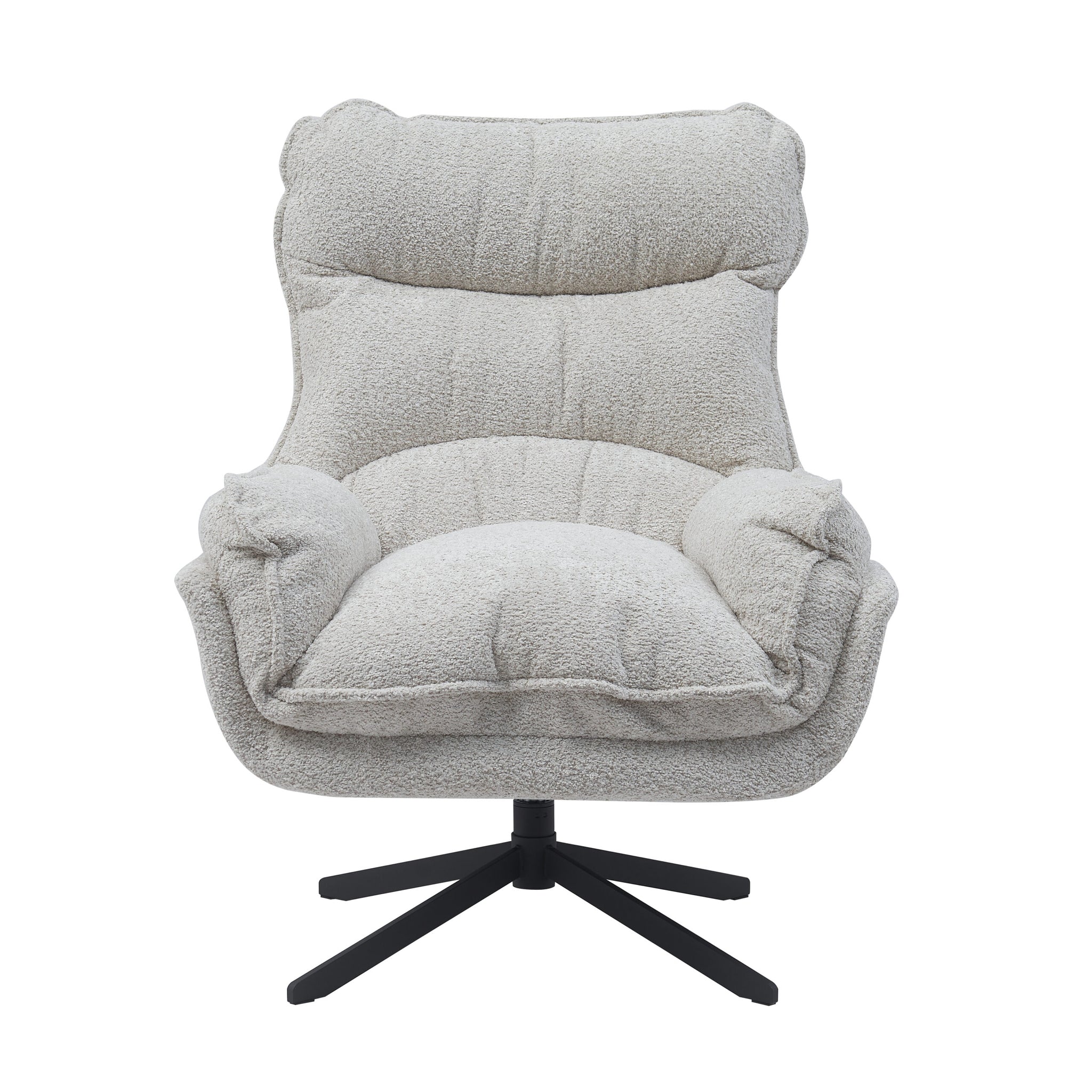 Lunara off white bouclé swivel armchair