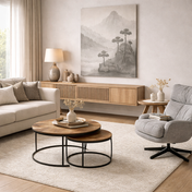 Arova nested coffee table set wood metal