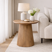 Sanne round side table – light brown mango wood