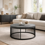 Veyla ribbed black coffee table