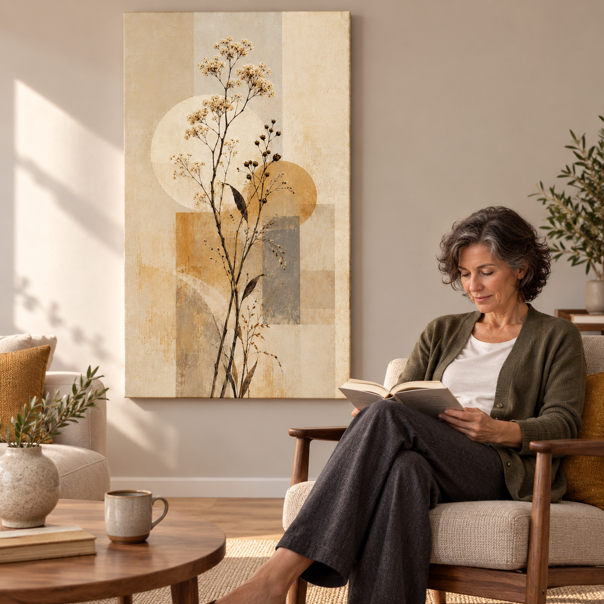 Ivory Blooms on Ochre No.2