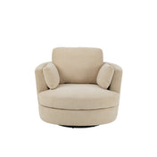 Chélu Luxe Swivel Armchair – Beige Textile & Wood