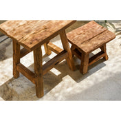 Yoke reclaimed teak stool – small