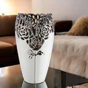 Rose of eternity white ceramic vase