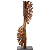 Dual natural wood floor lamp