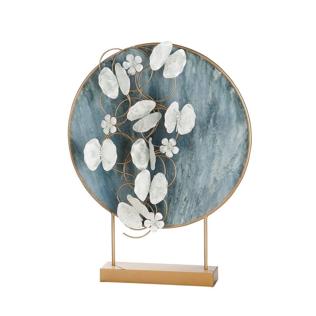 Blossoms of renewal silver metal sculpture