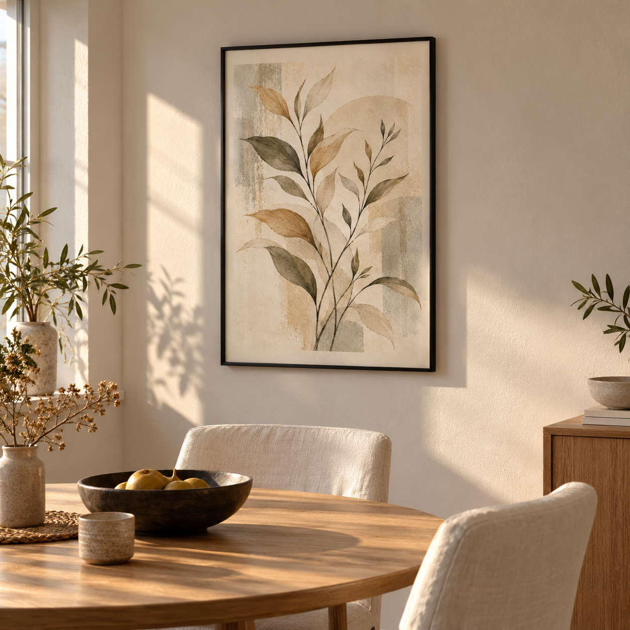 Airy Olive Study - vertical poster in a home interior