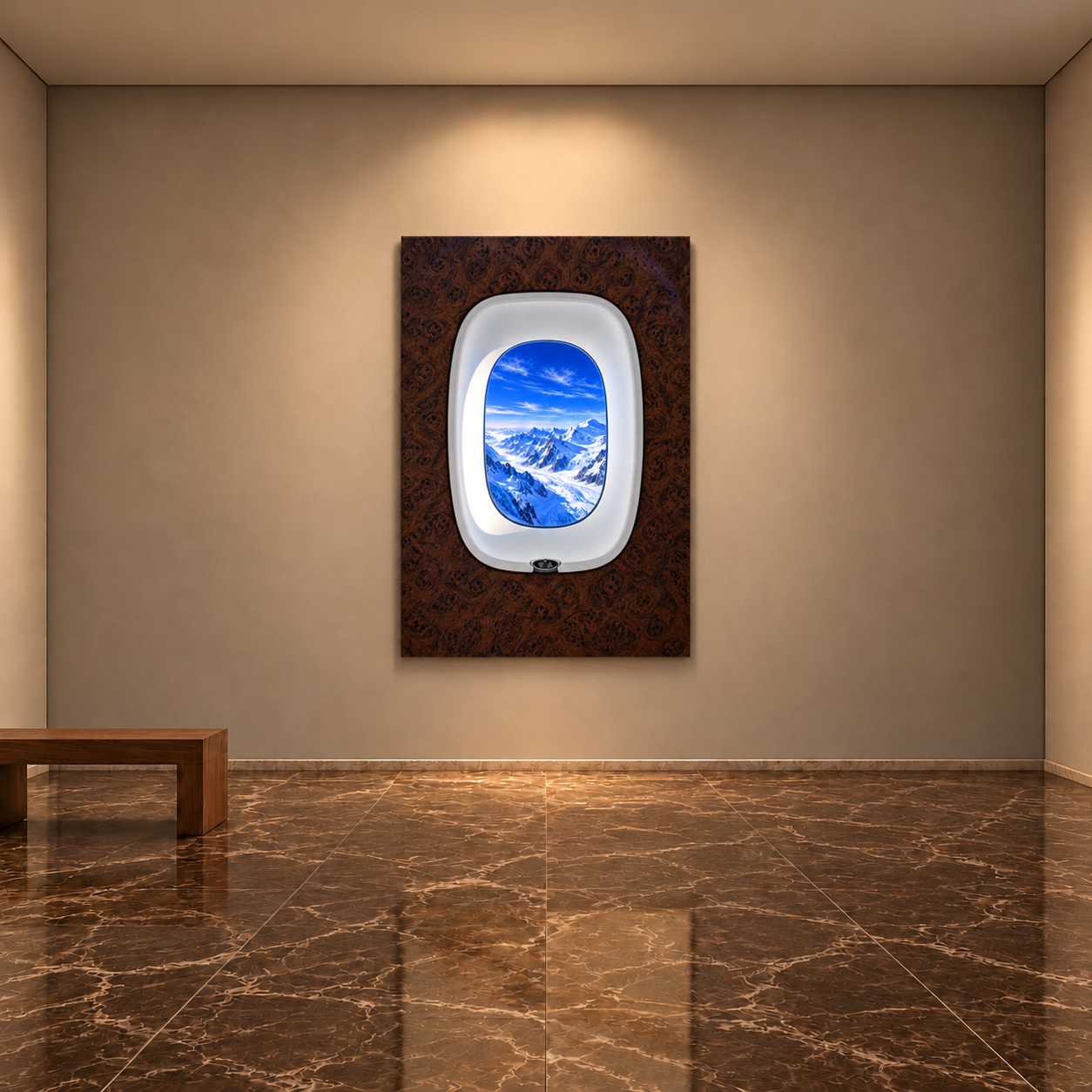 Alpine Passage — Gallery evening interior mockup