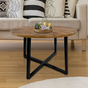 Handgemaakte luxe ronde salontafel met ambachtelijk metalen frame