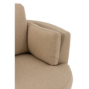 Chélu Luxe Swivel Armchair – Warm Beige Textile & Wood