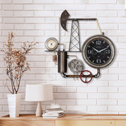Industrial legacy silver and bronze metal wall clock