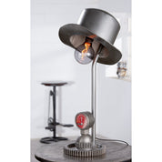 Hat silver metal table lamp