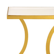 Handcrafted Luxury White Side Table with Gold Metal Design
