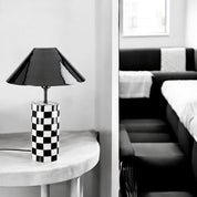 Checkers black iron table lamp