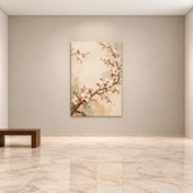 Blossom Reverie — 80 × 120 cm canvas in gallery daylight, interior mockup