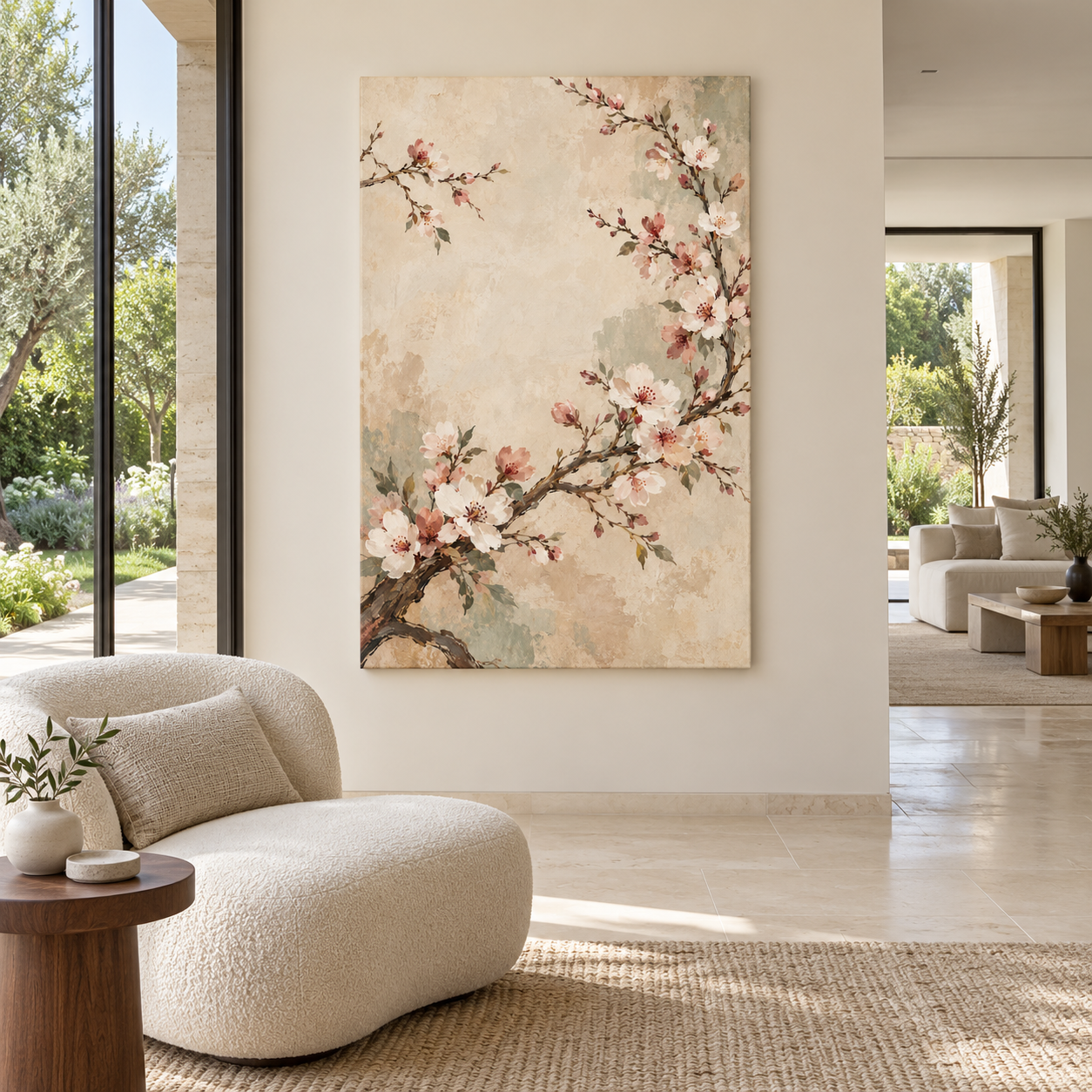 Generated interior mockup — Blossom Reverie in a daylight villa