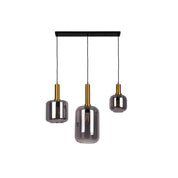 Handgemaakte luxe hanglamp van zwart metaal en glas