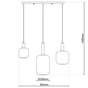 Handgemaakte luxe hanglamp van zwart metaal en glas