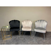 Sara velvet chair grey chrome frame