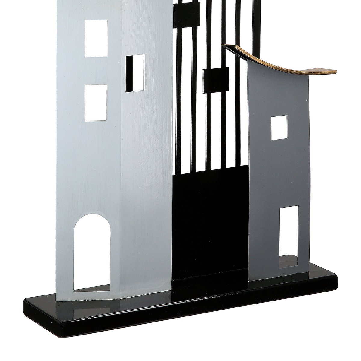 Metropolitan horizons black and gold metal sculpture
