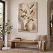 Clay Vase Study - vertical canvas in a home interior