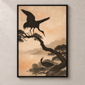 Cranes in Pine - Poster standalone mockup with black frame
