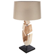 Wooden feather beige table lamp