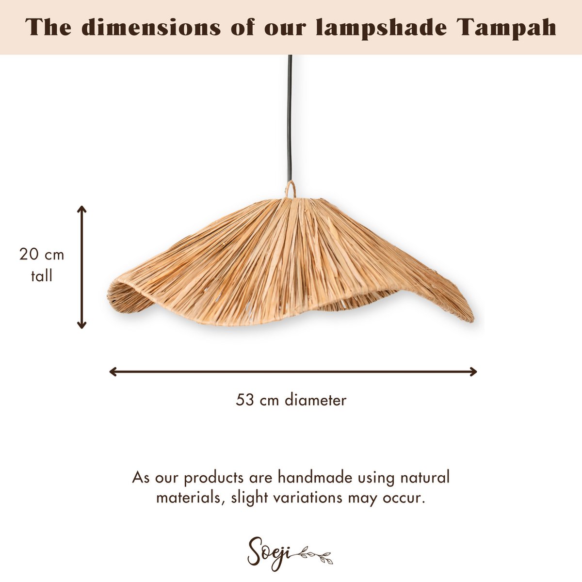 Luxe handgemaakte raffia hanglamp - Artisan plafondlamp