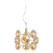 Tijdloze luxe handgemaakte hanglamp in amberkleurig glasontwerp