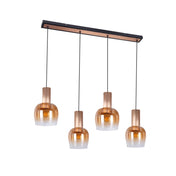 Luxury Artisan Pendant Lamp in Amber Glass and Brass Finish
