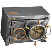 Heritage safe silver metal table clock