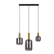 Handgemaakte luxe hanglamp van zwart metaal en glas