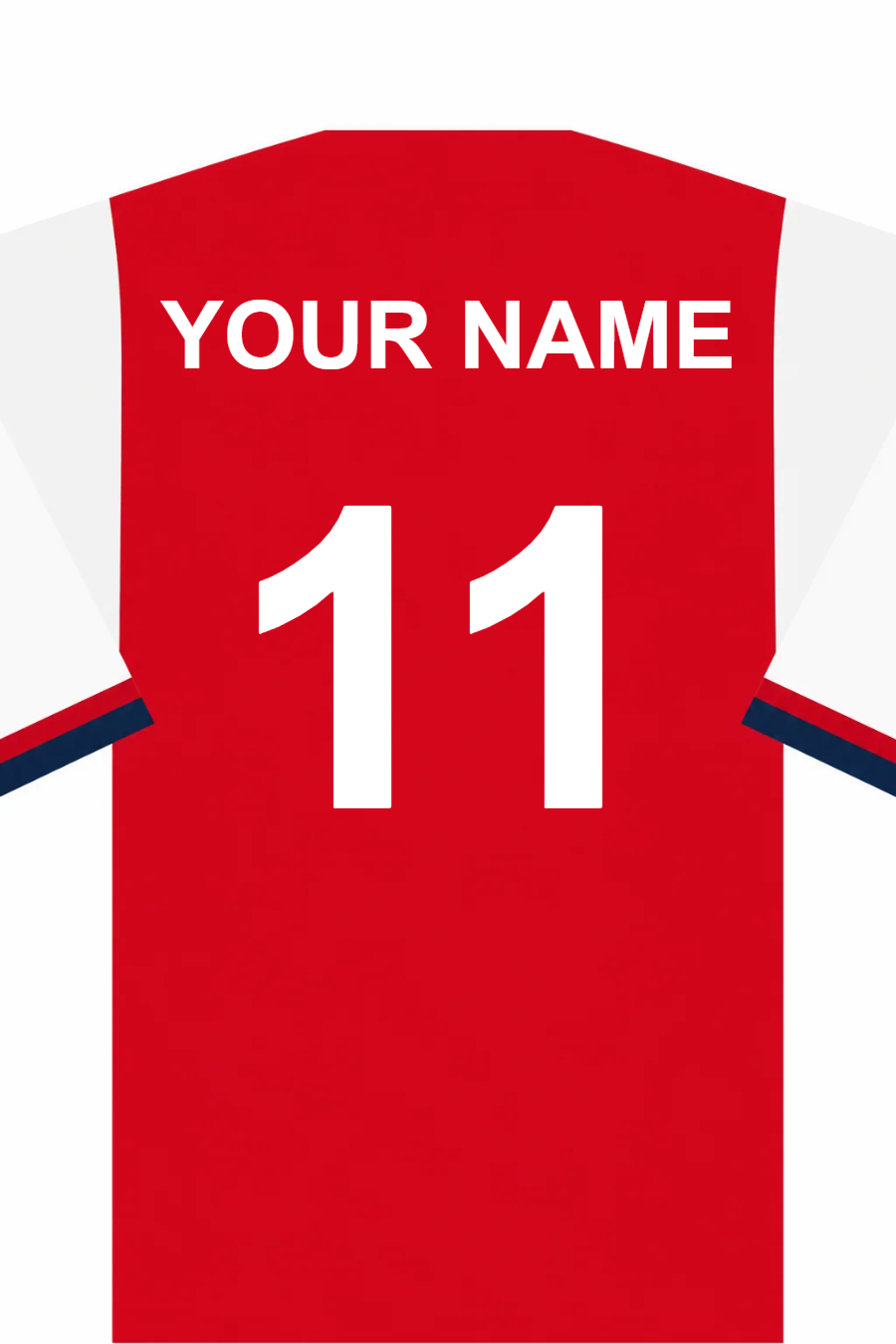 Personalised Football Shirt – Red with White Sleeves - Canvas