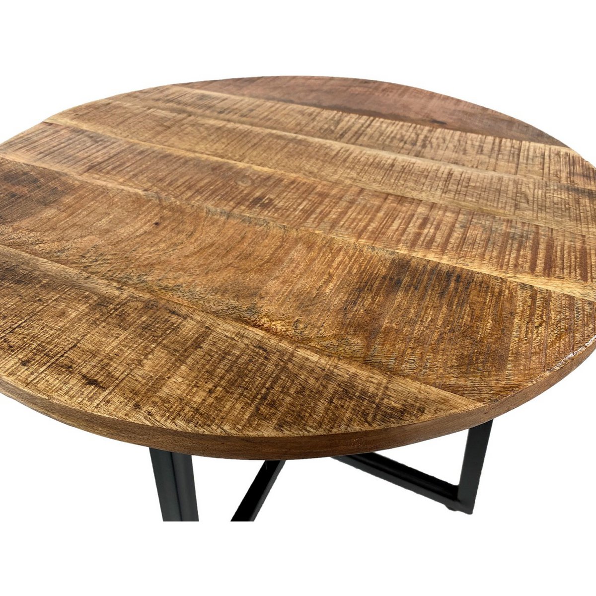 Handgemaakte luxe ronde salontafel met ambachtelijk metalen frame