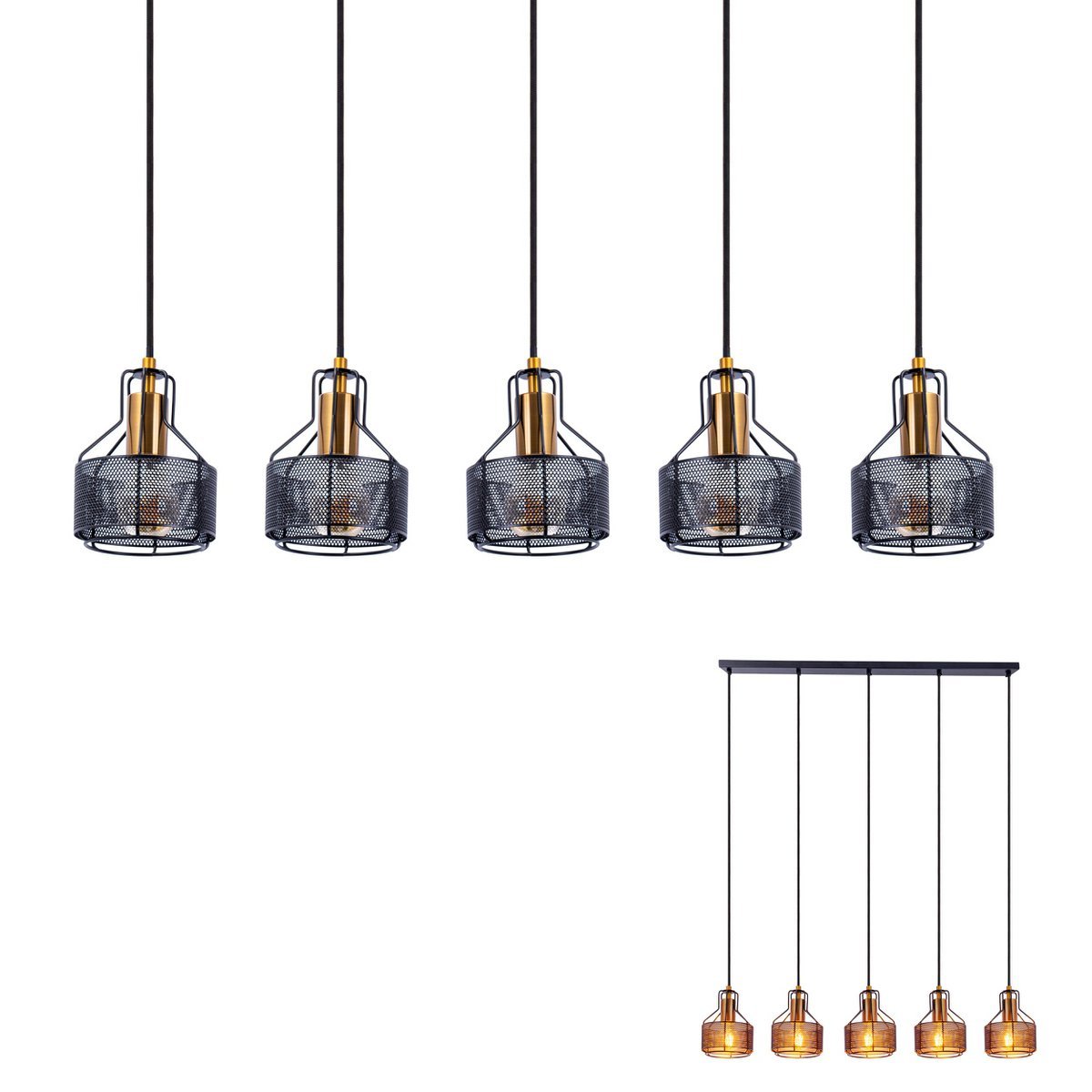 Tijdloze Artisan hanglamp in luxe zwart en goud design