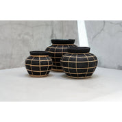 Luxury Handmade Artisan Belly Vase in Timeless Black Natural