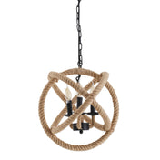 Handcrafted Luxury Pendant Lamp in Black Metal with Hemp Rope