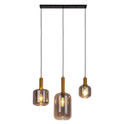 Handgemaakte luxe hanglamp van zwart metaal en glas