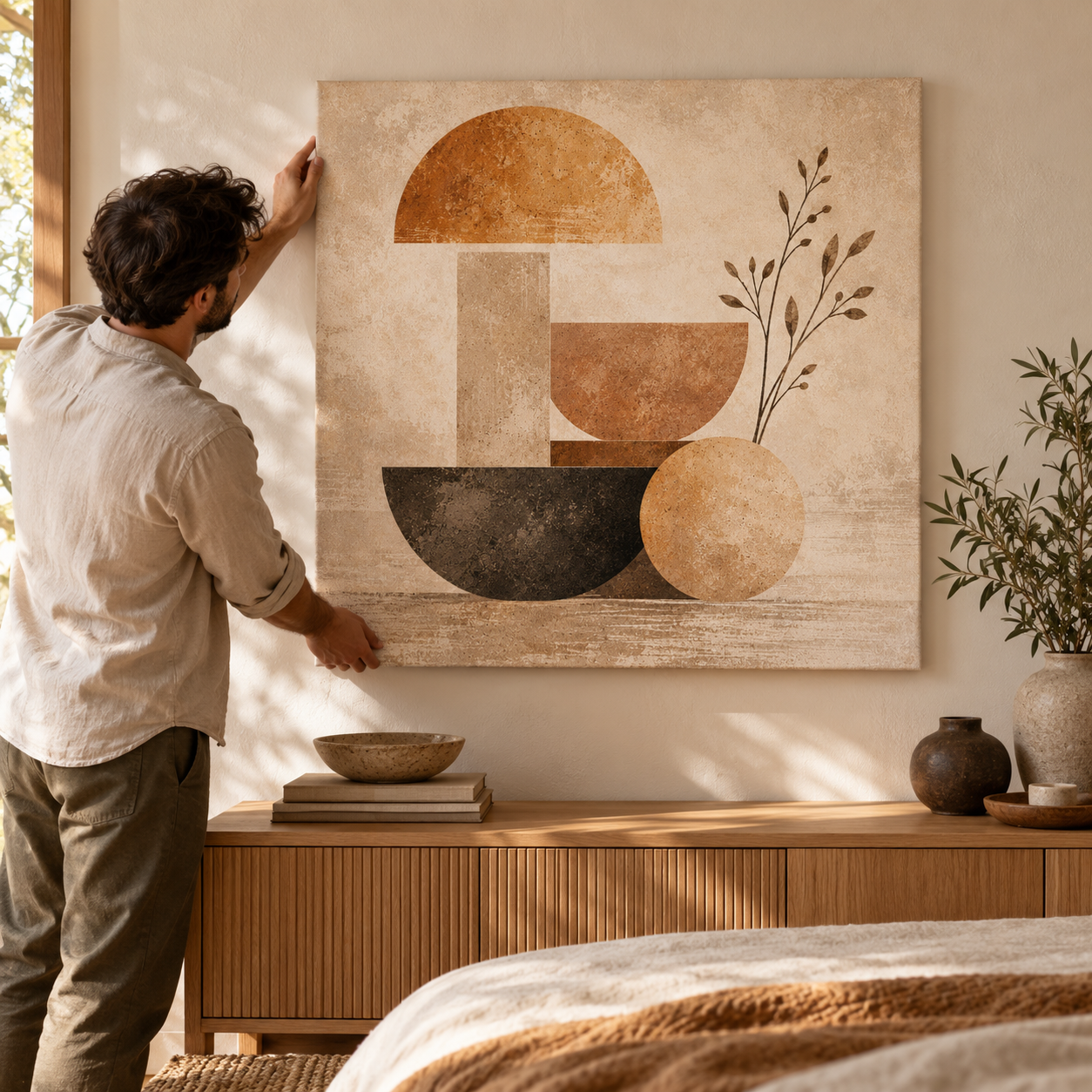 Earth in Balance square canvas in a home